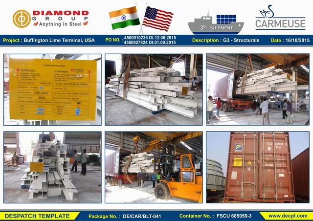 Carmeuse_Buffington Lime Terminal, USA_G3 - Structurals - 3rd Shipment_ Despatch Template_Cont_ No_ FSCU 685059-3