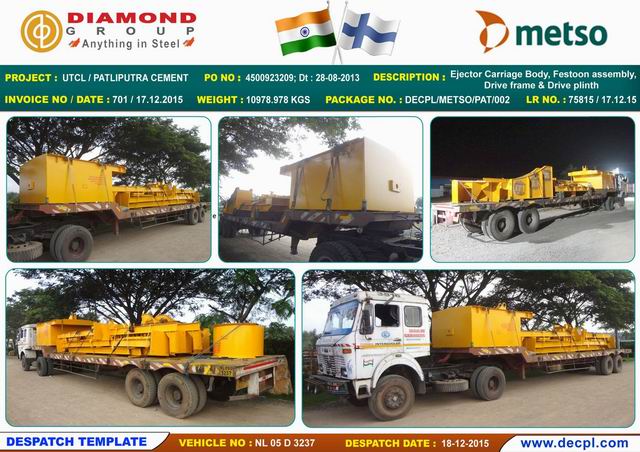 Metso_UTCL-Patliputra Cement _Ejector Carriage Body , Festoon assembly , Drive frame & Drive plinth_Despatched Template_Veh No_ NL 05 D 3237 _18_12_2015